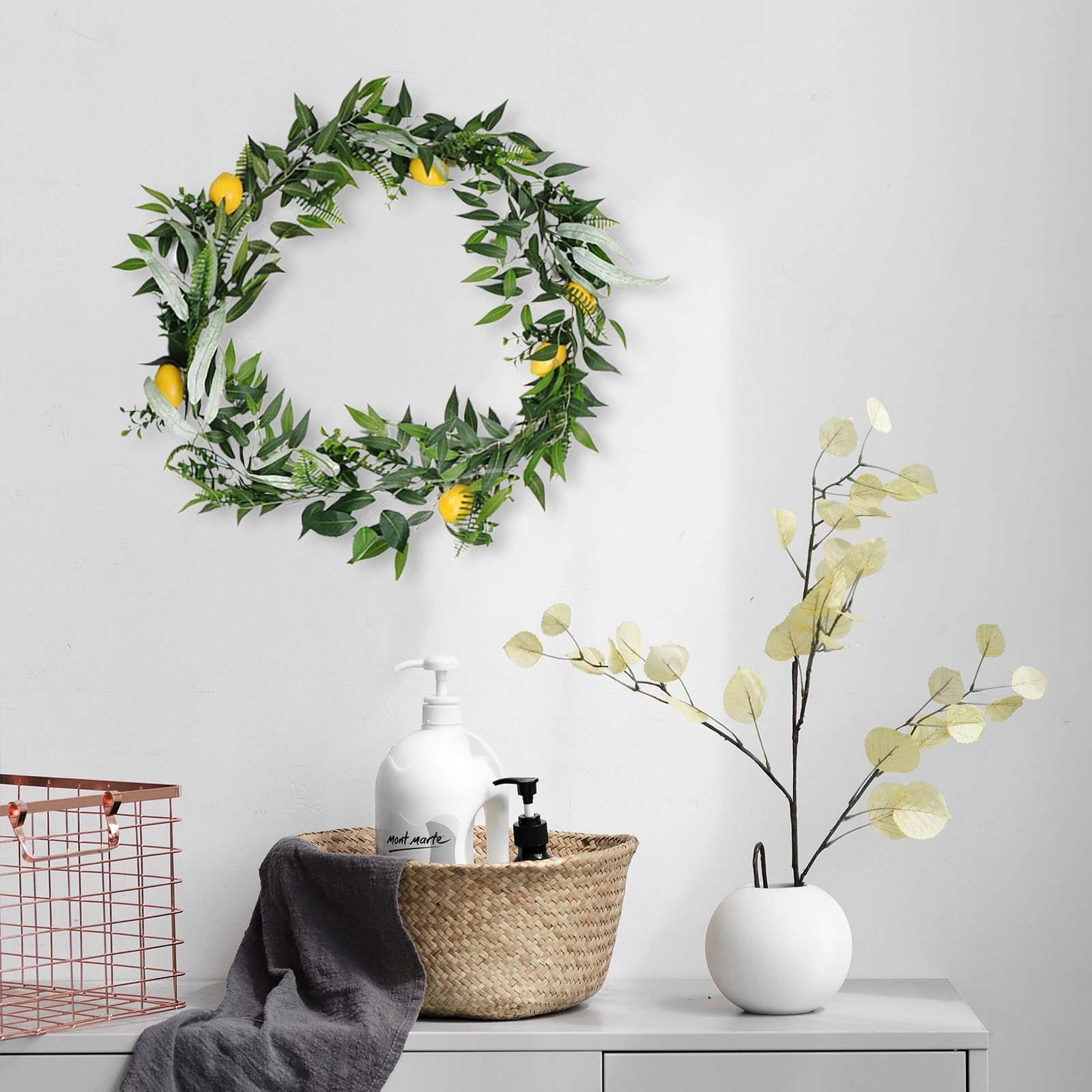 Artificial Lemon Garland Decorative Lifelike Greenery Lemon Vine Garland For US