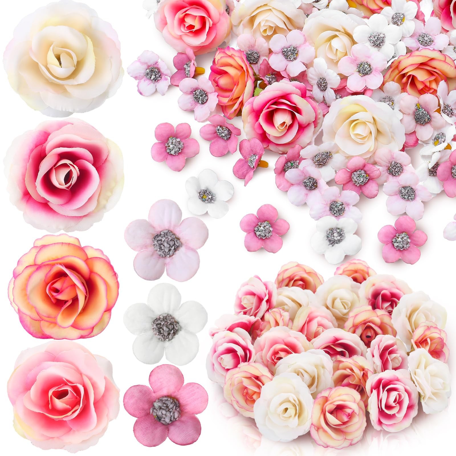 Fake Mini Flowers 174 PCS Pink Silk Artificial 2cm 4cm DIY Craft Wedding Decor
