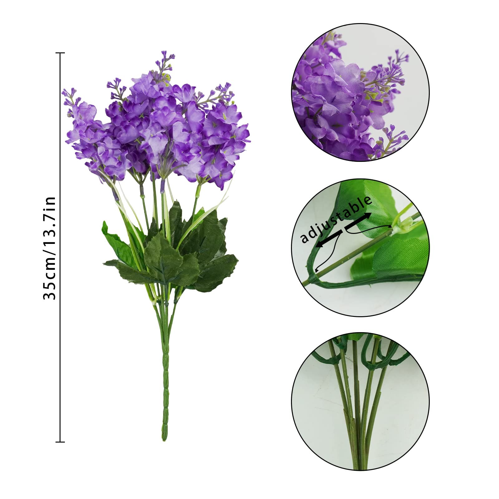 Uieke 6Pcs Artificial Fake Silk Wisteria Flowers, 13.7” Faux Hyacinth Flowers f