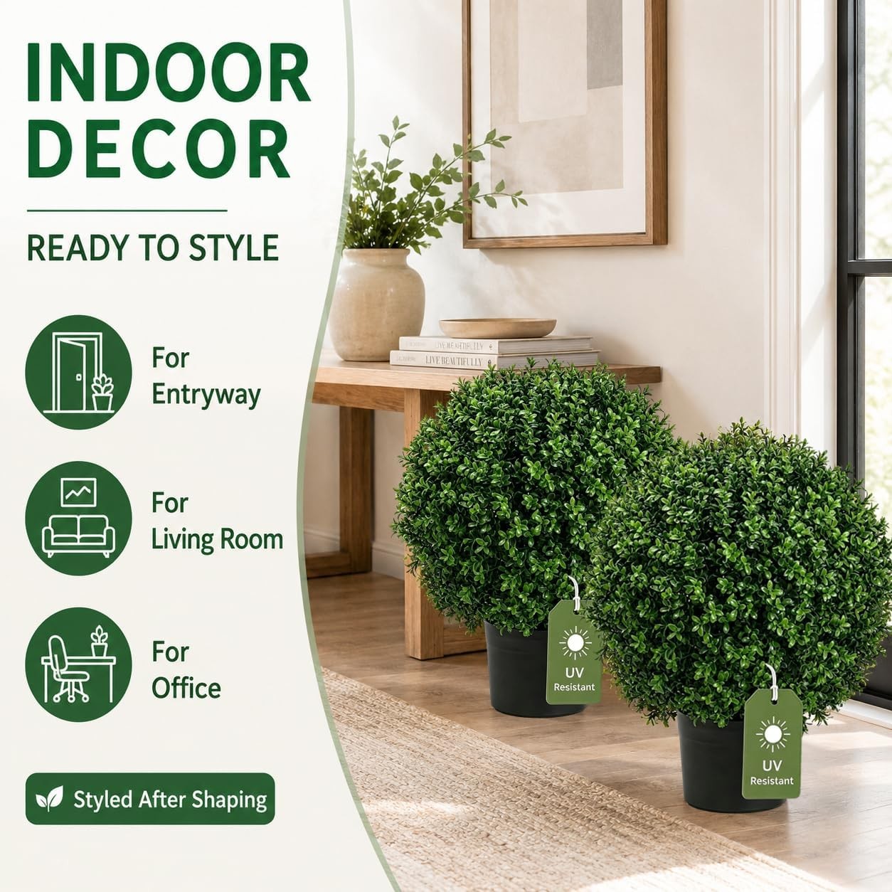 Artificial Boxwood Topiary Trees 24″ Tall Real Touch