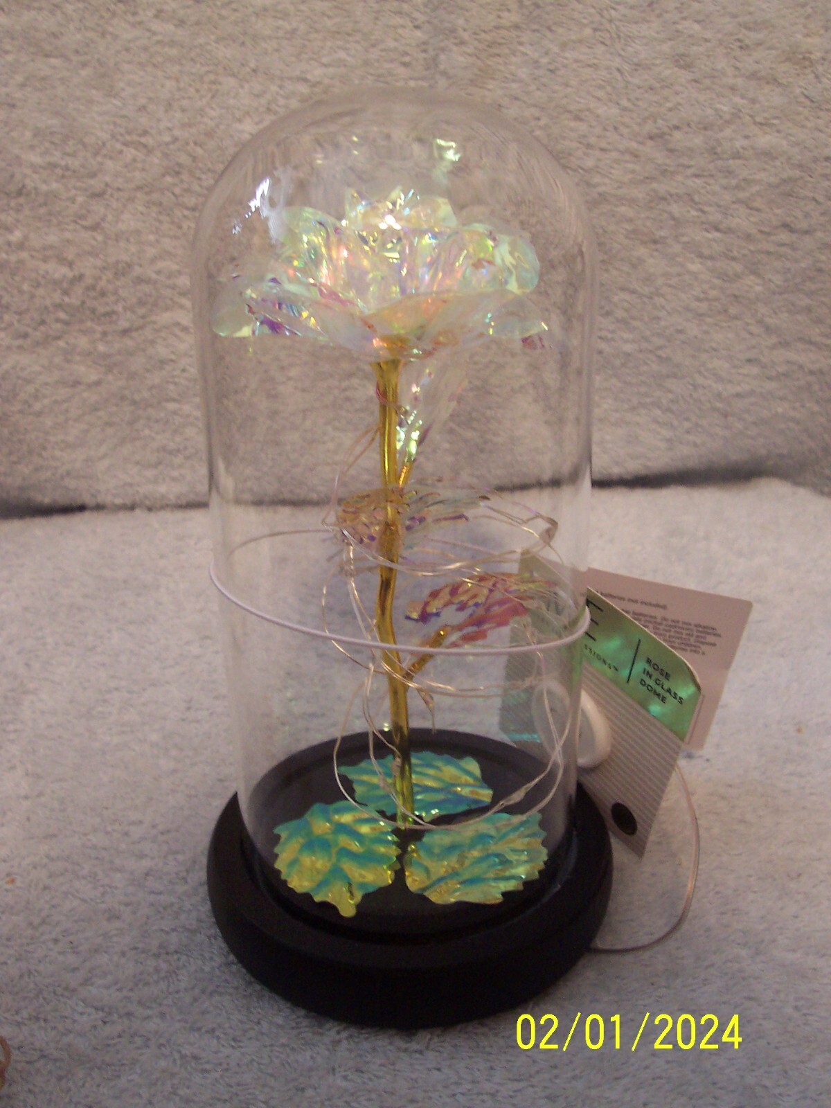 Decorative Dome Roses 1 Pink & 1 Clear Lights Up Blinks & Changes Color See Pics
