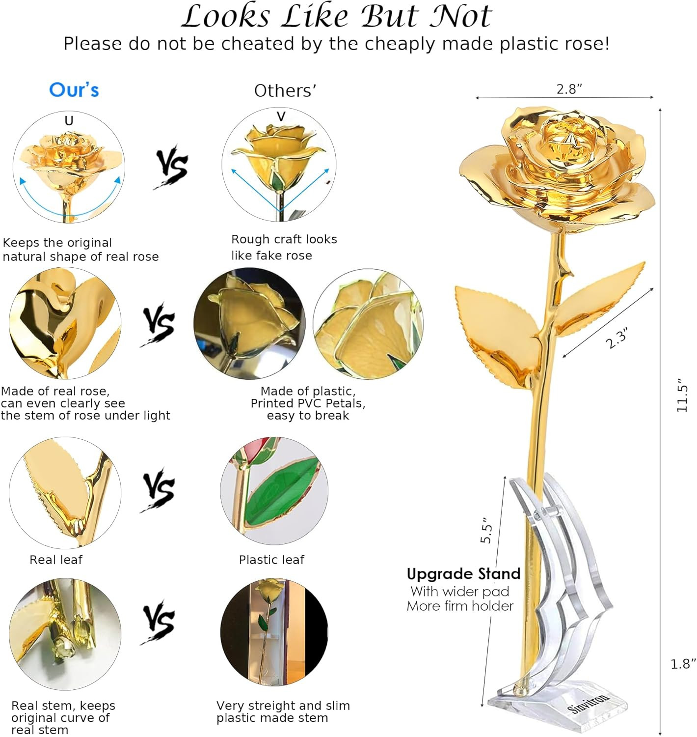 Gold Dipped Rose Real 24K Gold Rose, Hand Dipped One of a Kind Golden Roses, Rom
