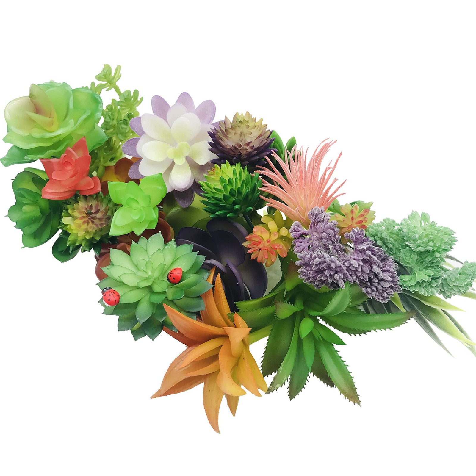 Woohome 34 PCS Artificial Succulents Picks Set, 24 Mixed Color Succulent Plants