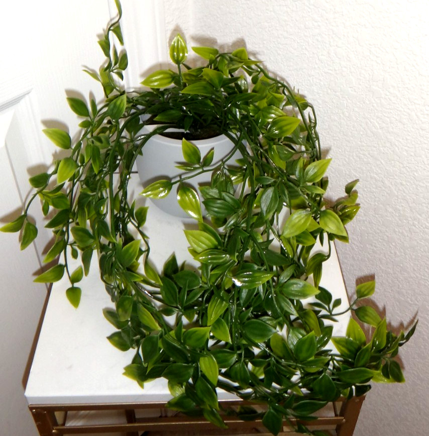 22 inch Dripping Artificial Potted Plant Green Leaves Gray Pot Floral Home Décor