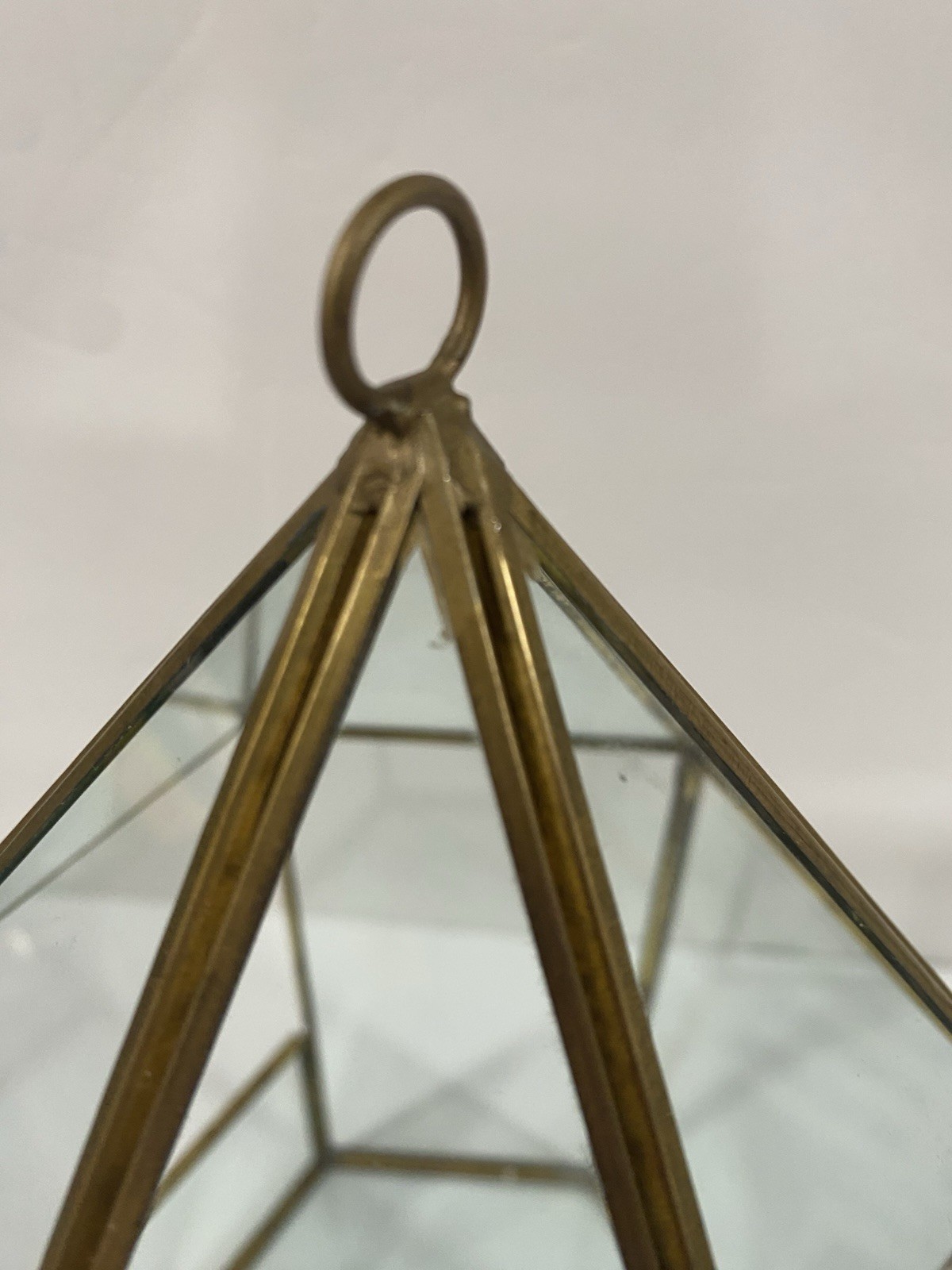 Vintage Glass 6 Sided Hanging Store Display Candle Holder Plant Terrarium 10×6″
