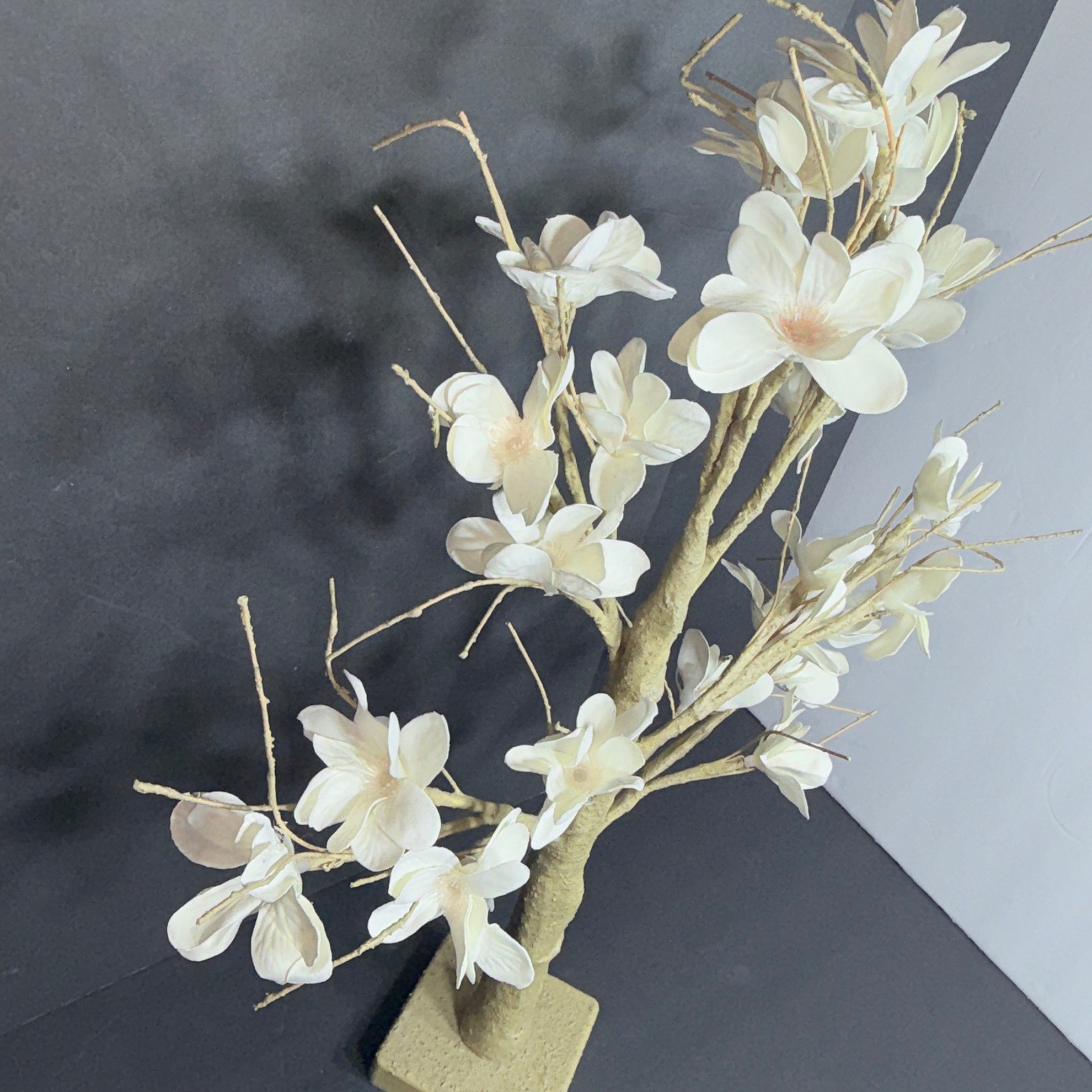 Gorgeous Lighted LED Magnolia Flower Tree White 24” Tabletop Decor Timer 5V DC