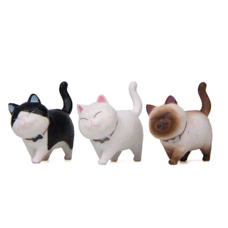Set of 3 Mini Cats Table, Desk, or Plant Ornament Figurines – New