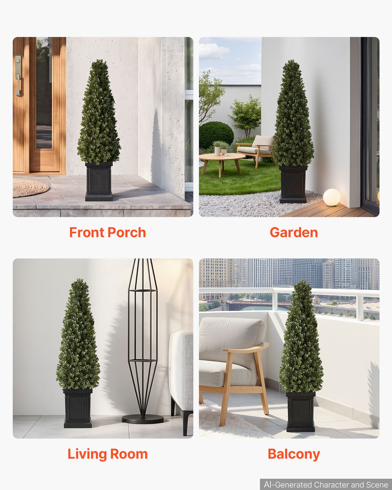 VEVOR Artificial Boxwood Topiary 3.3 Ft Set of 2 with Sturdy Pot Greenery PE