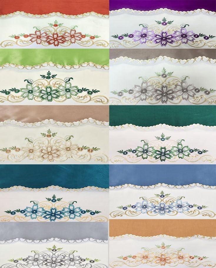 GOHD Arch Floral Kitchen Curtain Set/Swag 57x 35″/ 28x 35″x2pcs, Greenery