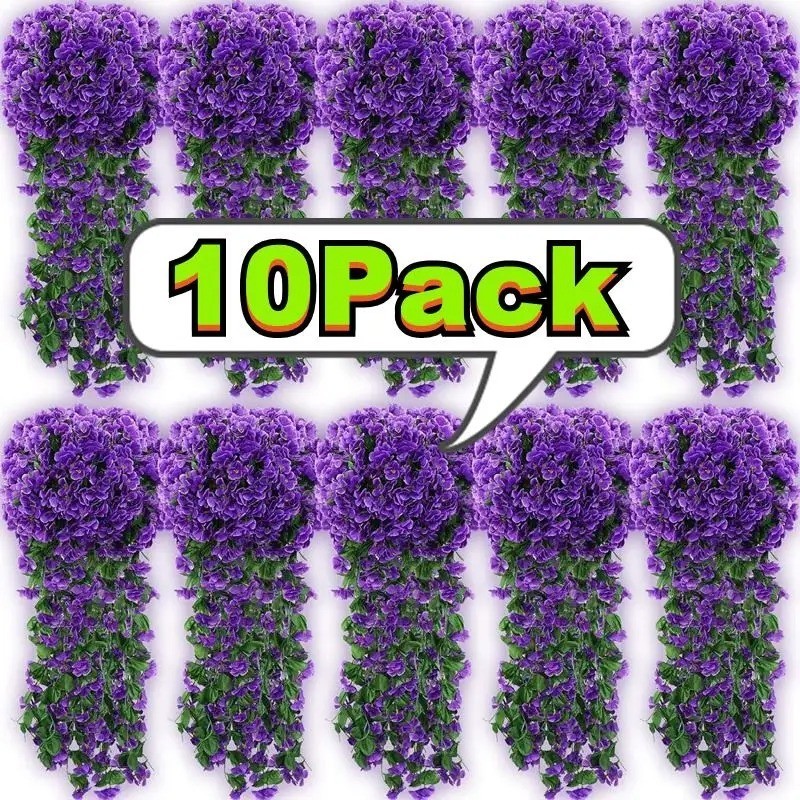 10-1Pack Artificial Violet Flower Vines Plastic Fake Flowers Wall Hanging Plants