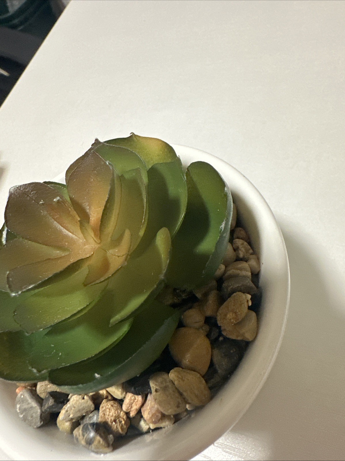 Artificial Succulent Plant in White Ceramic Pot – Small Desk Decor – Used