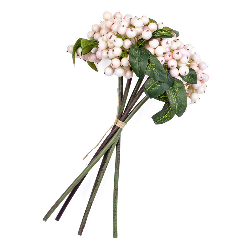 Package of 2 Artificial Cream and Pink 11″ Berry Bundles