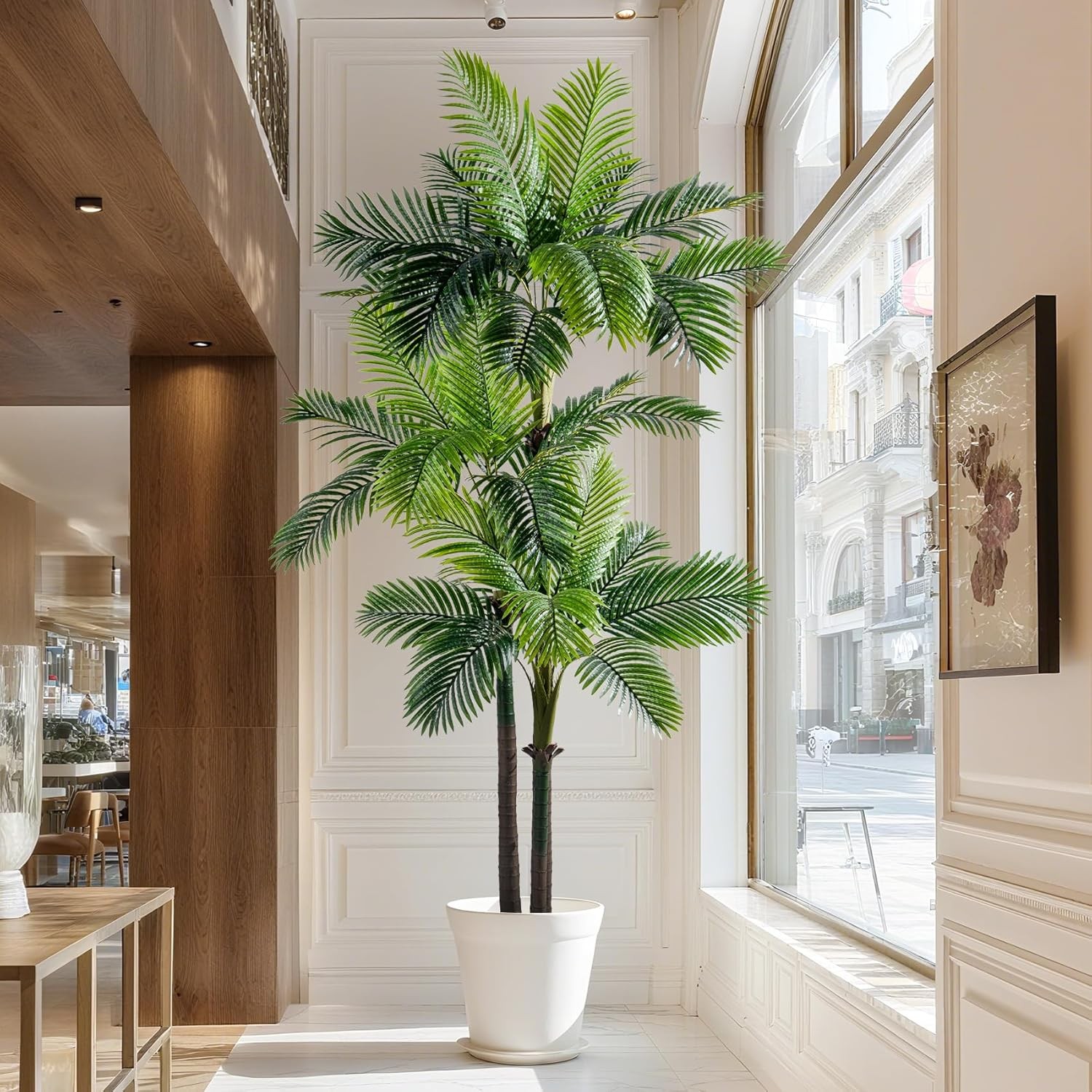 9.1FT Artificial Phoenix Palm Tree Fake Plant Indoor Outdoor Large 30 Leaves