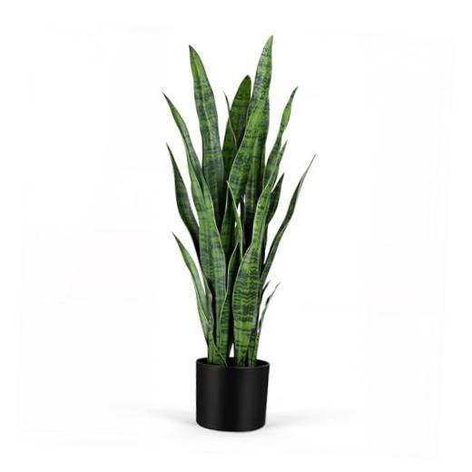 3ft Artificial Snake Plant, Fake Sansevieria Potted Plants, with 1-Pack Green