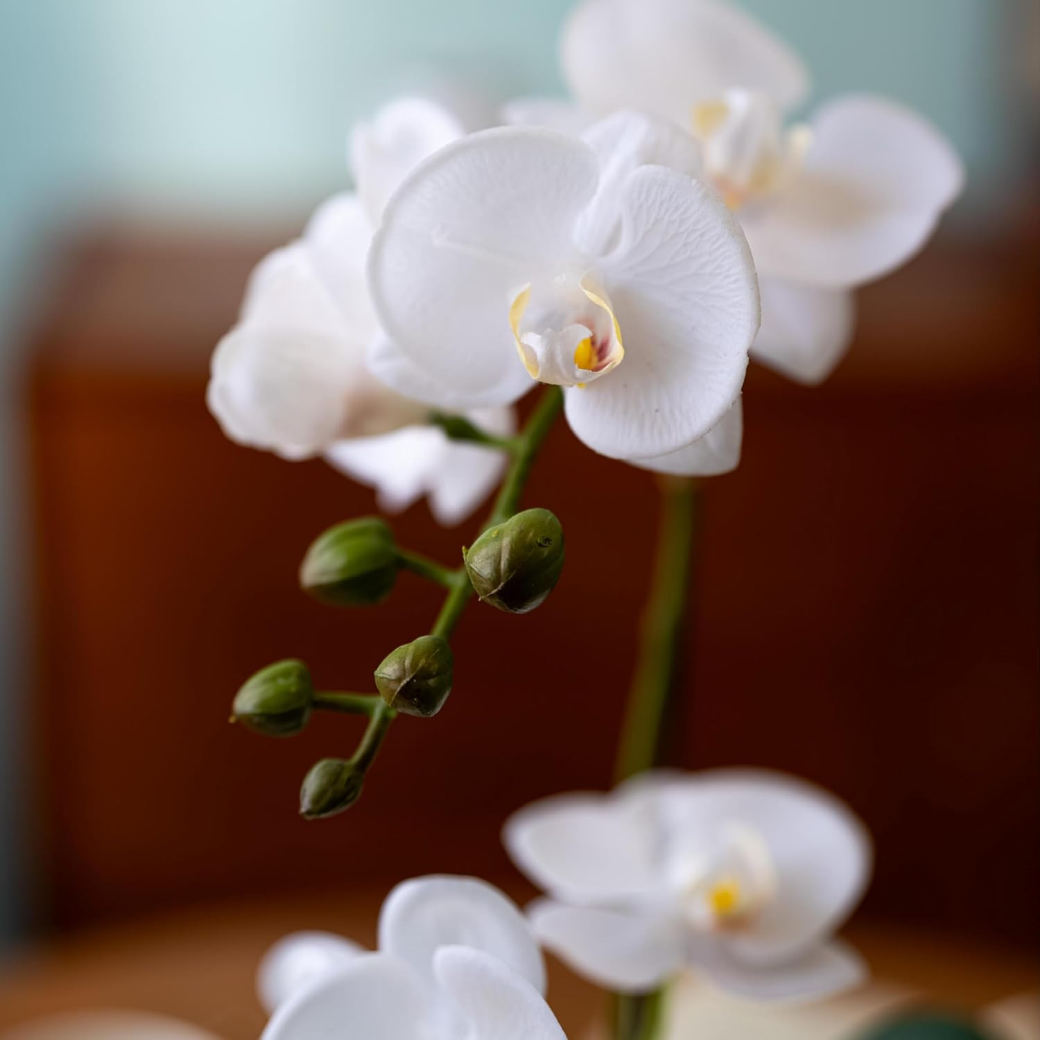Artificial Real Touch Orchid Plant – 15″ Faux Phalaenopsis in Pot – Highly Reali