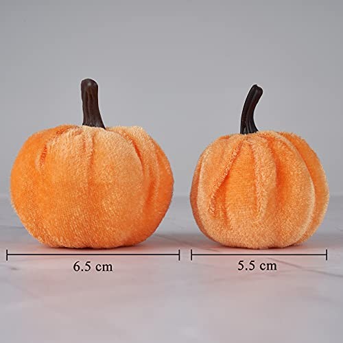 Pumpkin Decor 12pcs Artificial Fake Faux Velvet Foam Fabric Pumpkins Fall