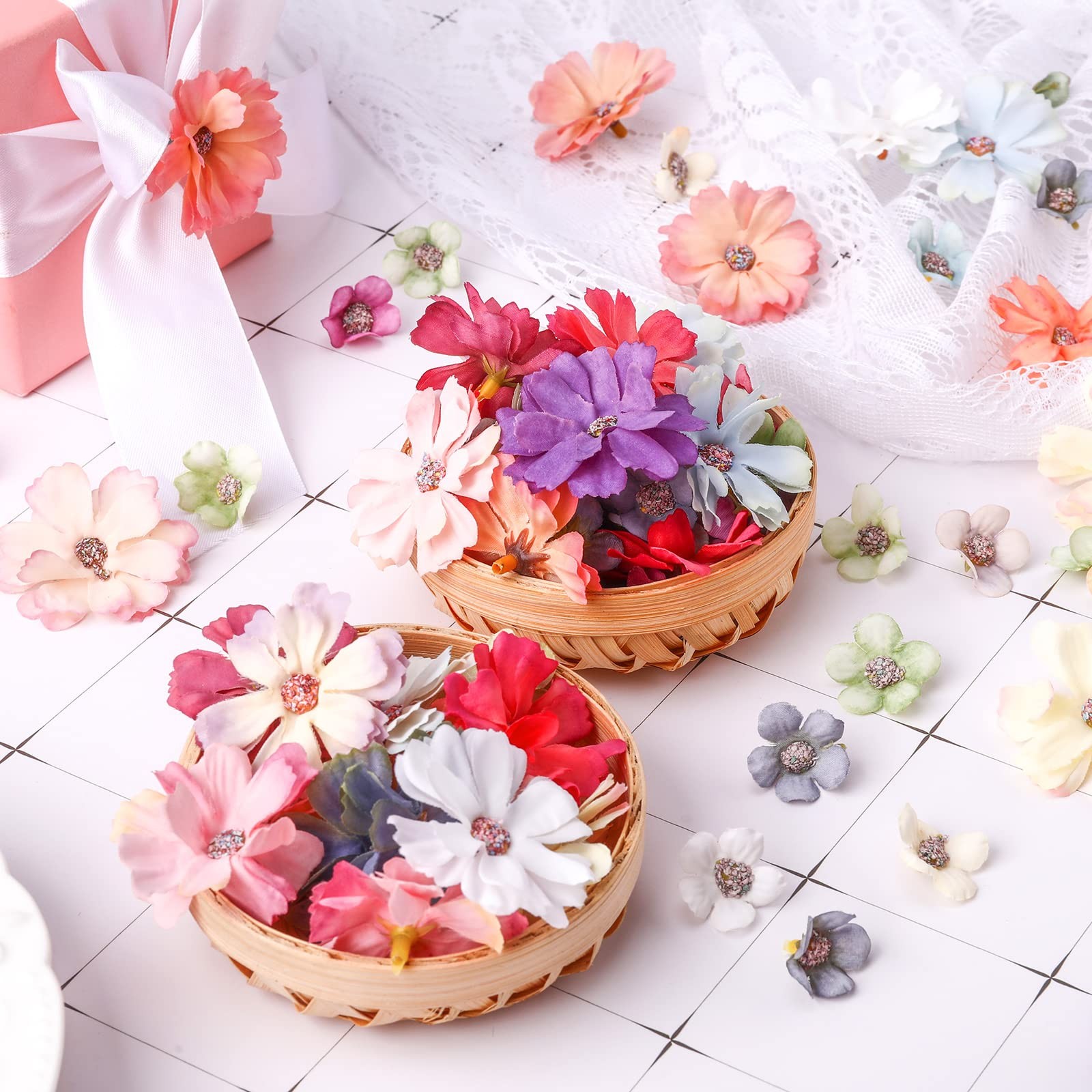 120PCS Mini Artificial Silk Flowers Bulk for DIY Crafts Wedding Decor