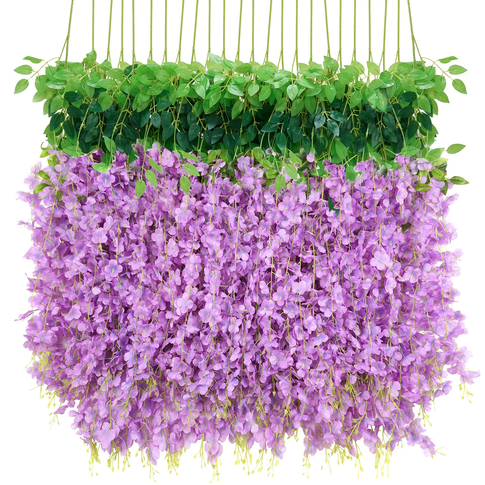 10Pcs Purple Fake Wisteria Hanging Flowers, 3.6Ft/Pcs Artificial Wisteria Gar…