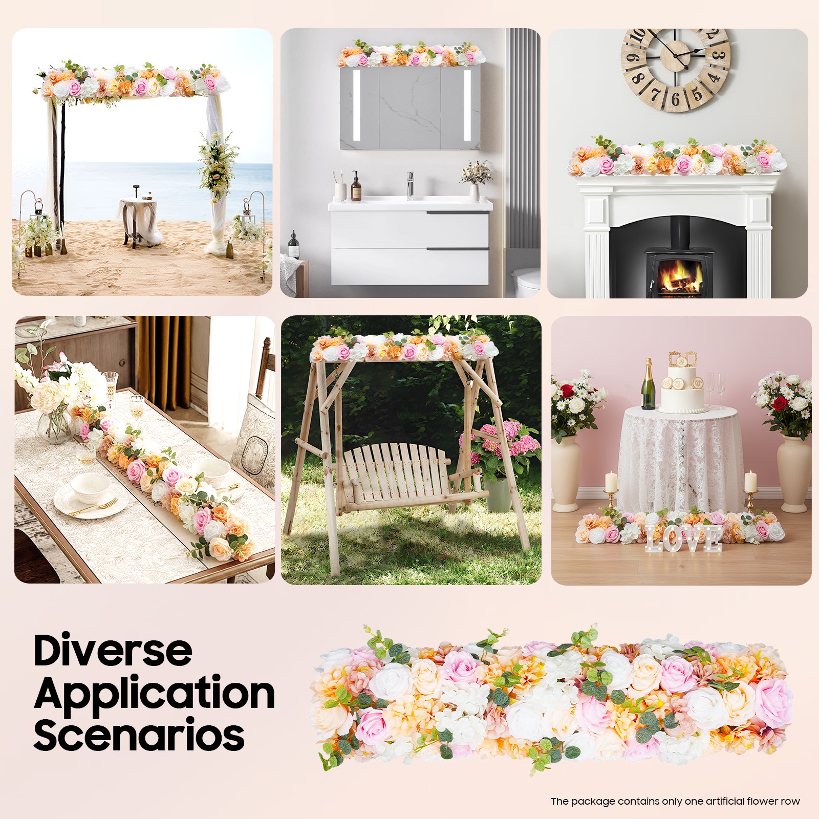 Artificial Flower For Party Wedding Arch Floral Silk Vines Decor 1M Backdrop US