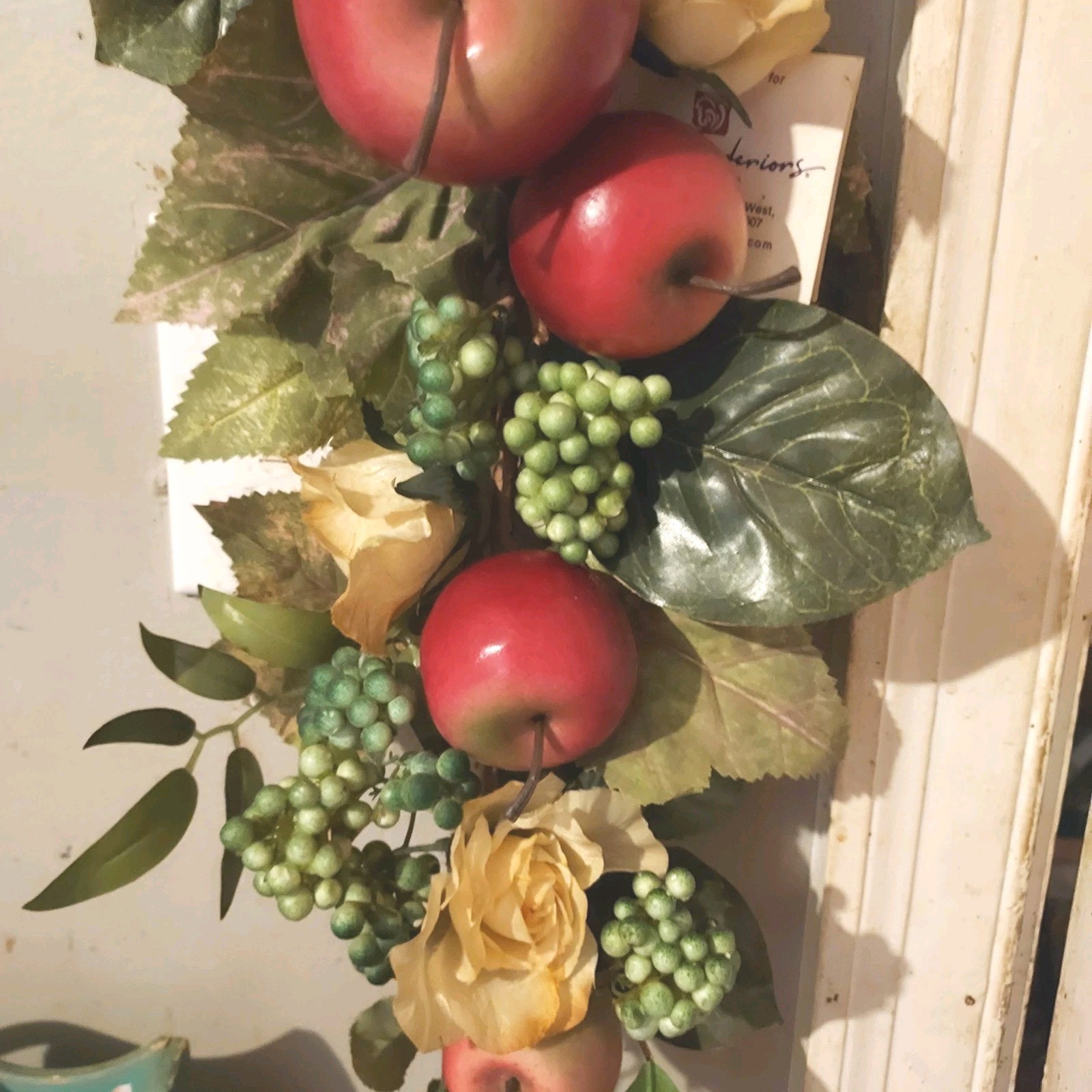Vtg Floral Fruit Apple Swag Hanging Vine Roses Kitchen Farm Cottage 25 In READ