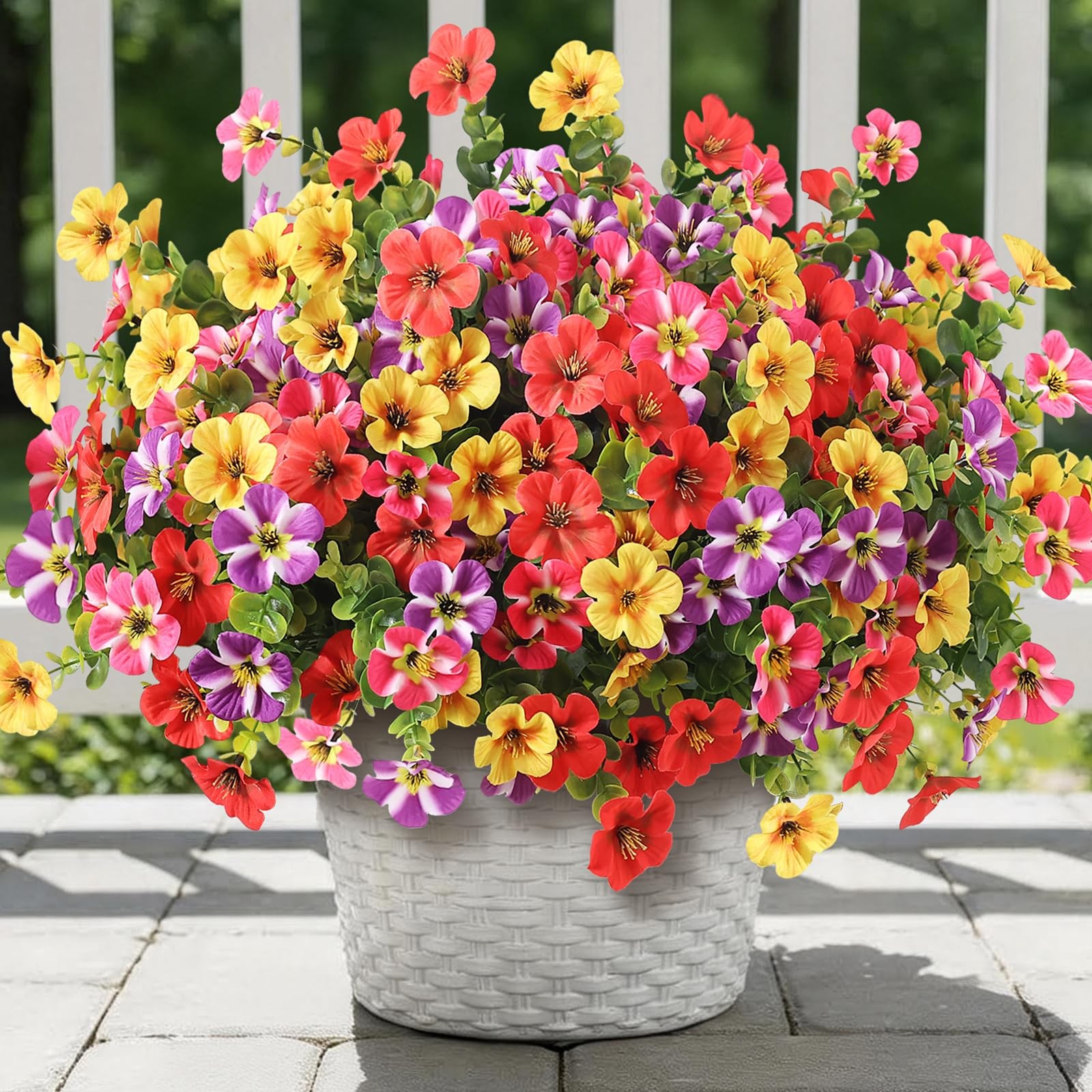 12 Bundles Artificial Flowers and Eucalyptus for Outside, Sun Resistant Silk …