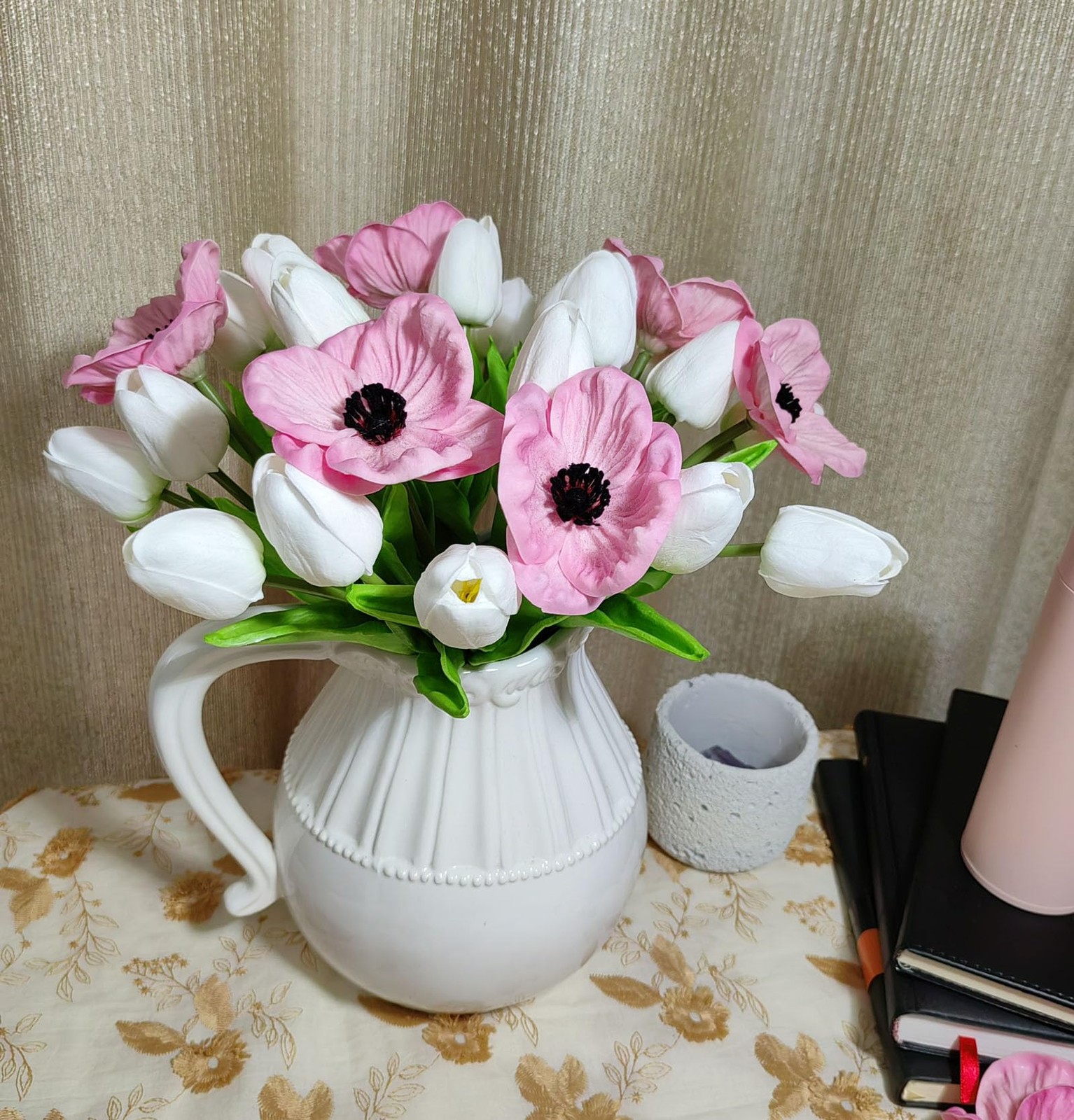10 Heads White Artificial Tulips, Mini Real Touch, Fake, Home Decor, Wedding