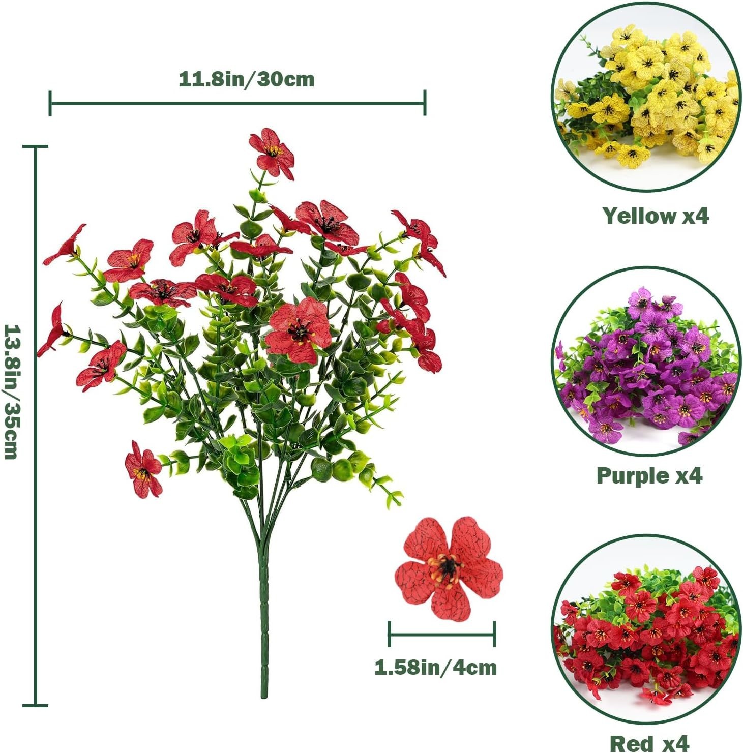 Vibrant 12-Bundle Eucalyptus Violet Artificial Flowers – No Maintenance Needed