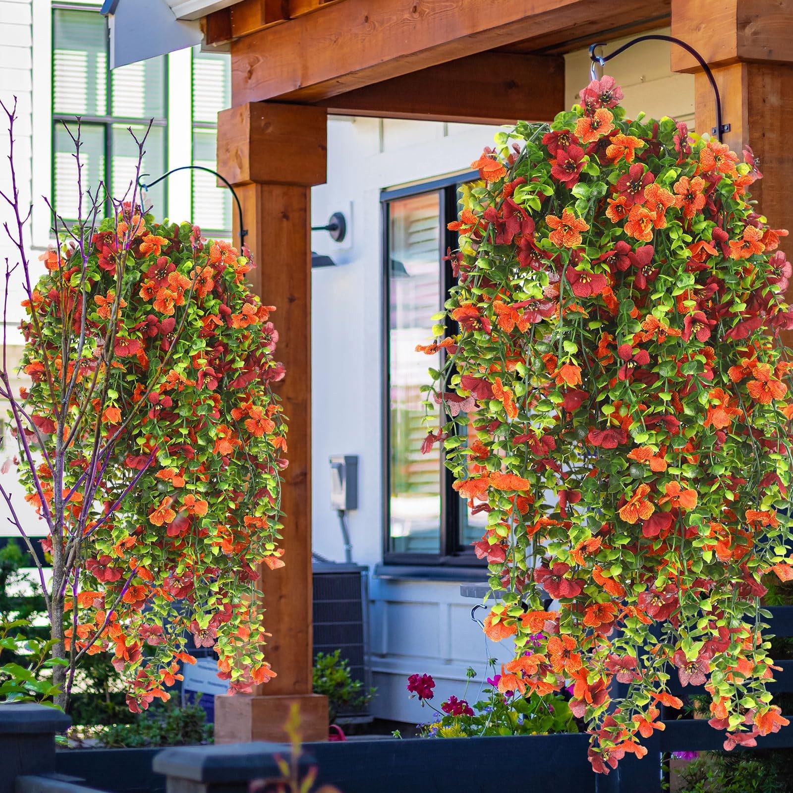 12 Pcs Fall Artificial Hanging Flowers Plants for Outdoor Decoration Fake Sil…