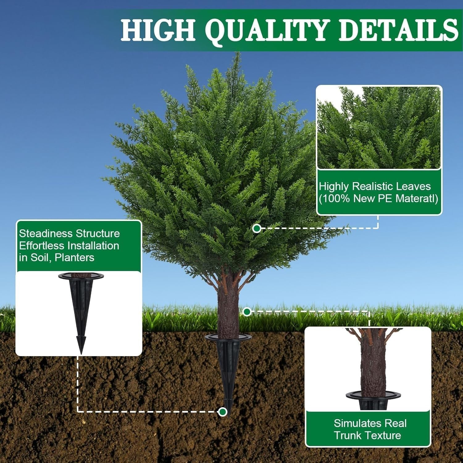 Realistic Cedar Topiary Trees for Outdoors – Set of 2