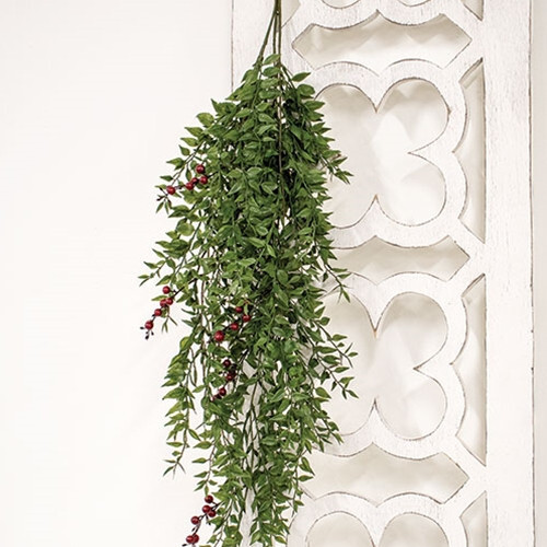 Lady Ruscus & Berries Hanging Bush Drip Garland 36″ Long Christmas Winter Decor