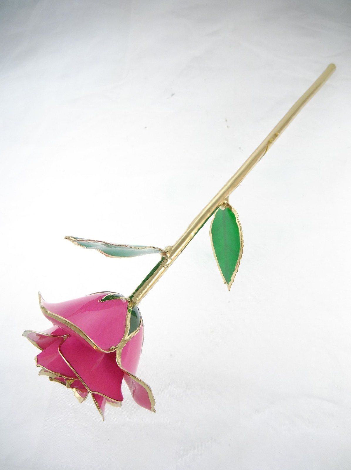 11.5″ Forever Rose Pink 24k Gold Dipped Real Preserved Flower