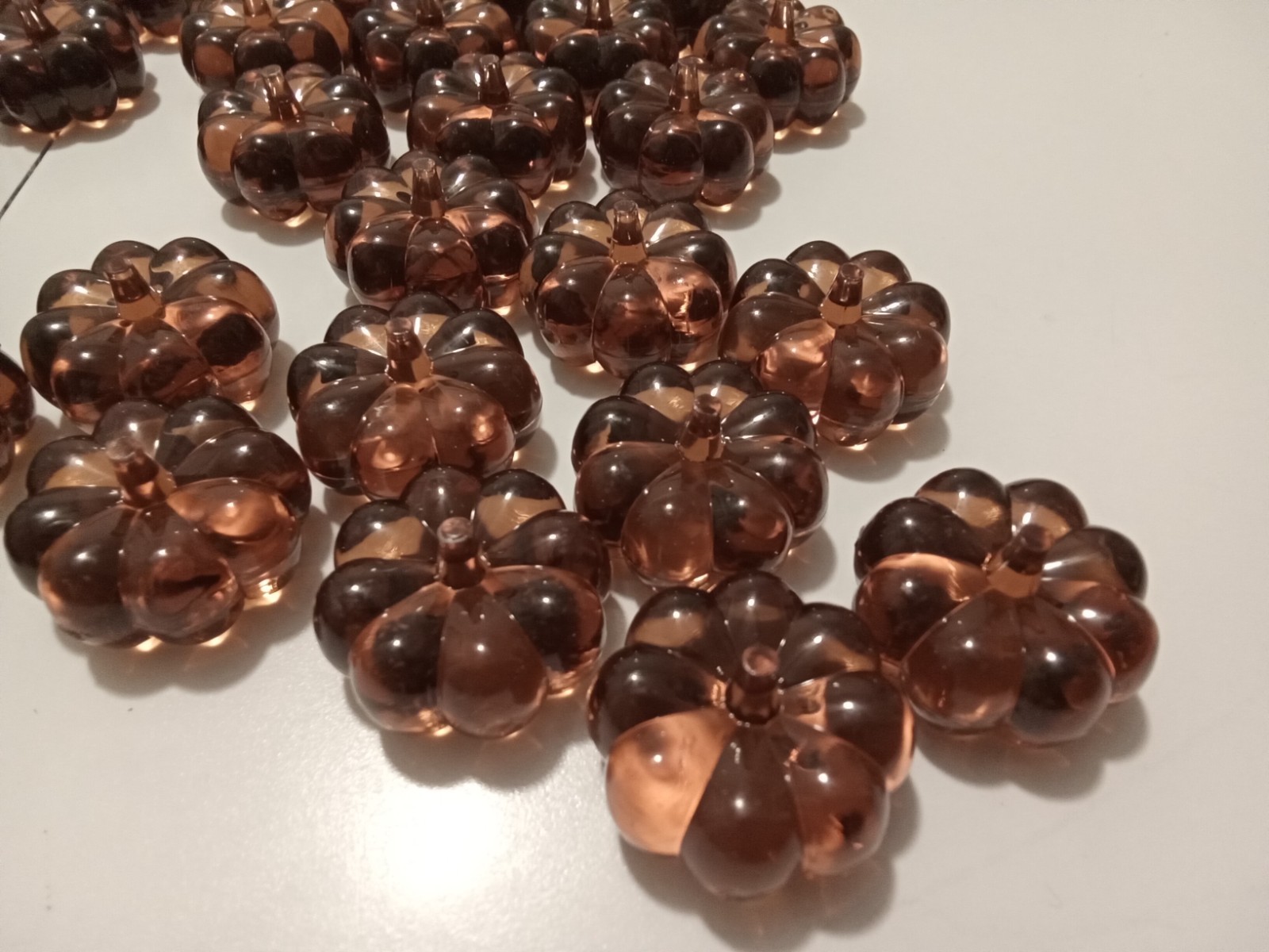 MINI PUMPKINS Orange Faux Glass Acrylic Table Scatter Filler 165 pieces