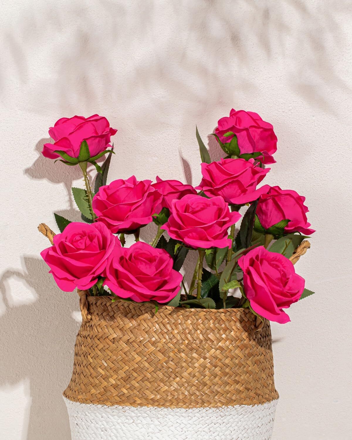10Pcs Fuchsia Silk Roses Artificial Flowers DIY Wedding Party Home Decorations
