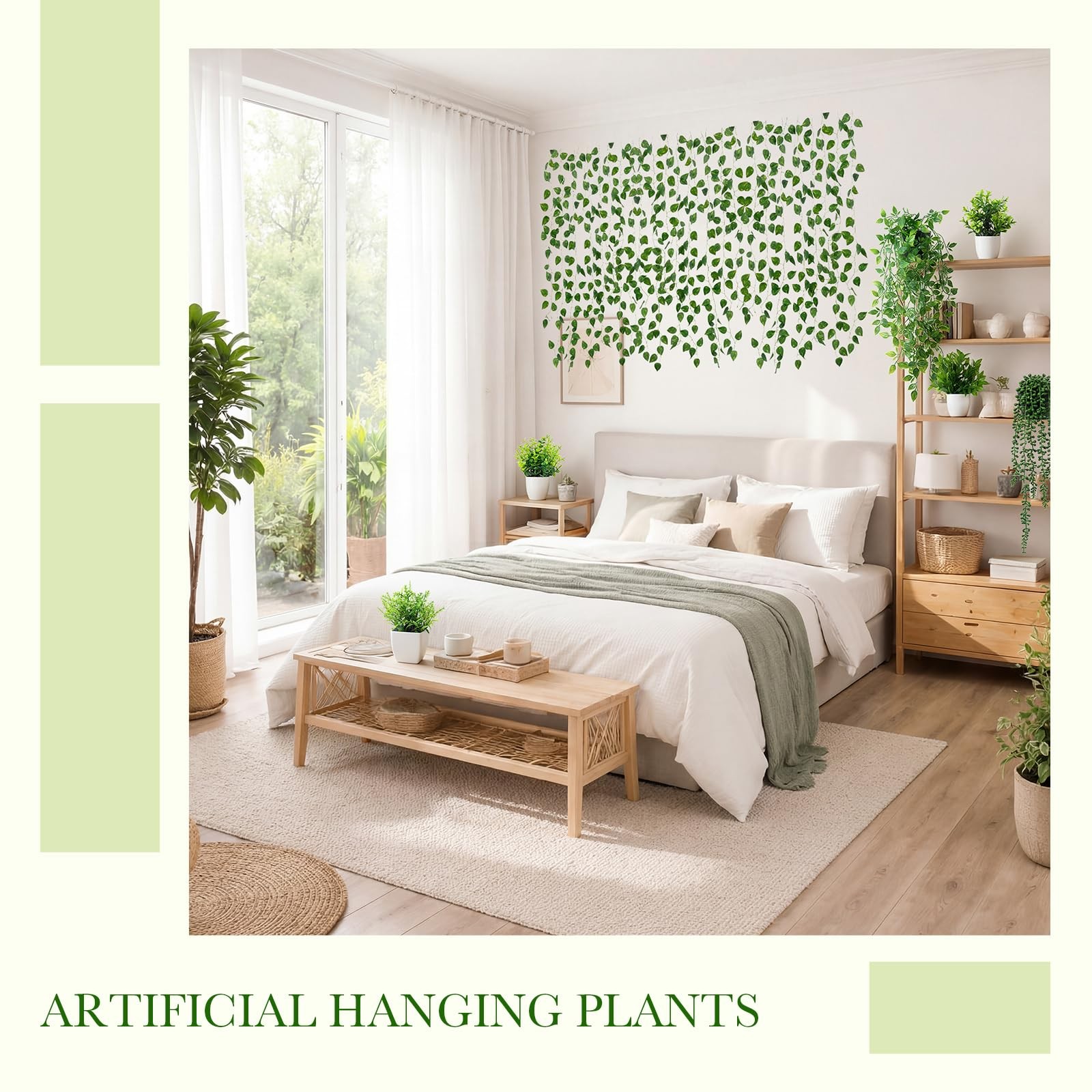 XunYee 12 Pack Fake Plants Set 4 Artificial Hanging Plants 4 Artificial Green…