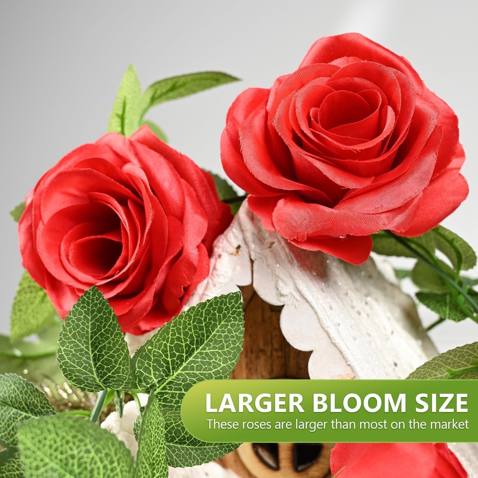 2Pcs 14.5FT Artificial Flower Garland with 10 Roses, Fake Silk Rose Hanging F…