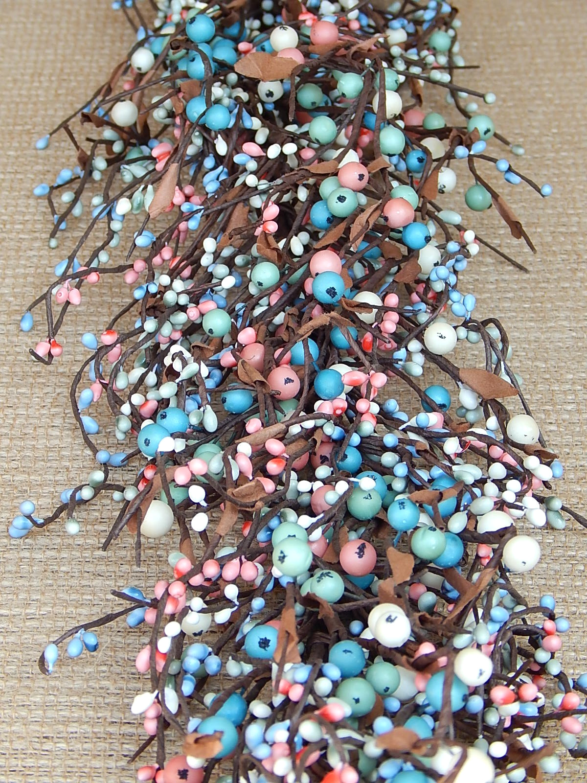 EASTER Berry Garland – Mixed Berries in MINT CORAL BLUE CREAM MIX 53″ – NEW