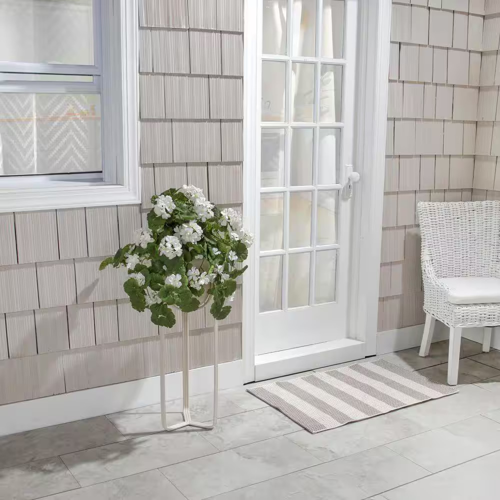 27 In. White Indoor Artificial Hanging Geranium Plant