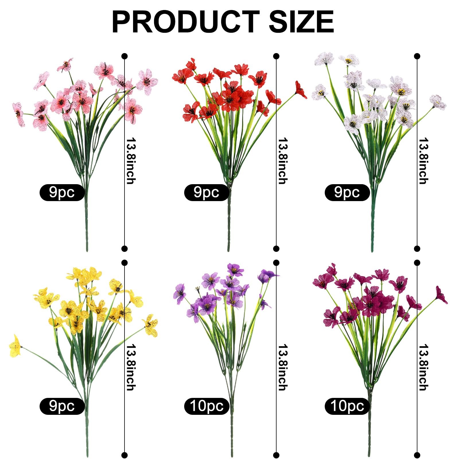 56 Bundles Artificial Flowers for Outdoor Decoration Plastic No Fade UV Resis…
