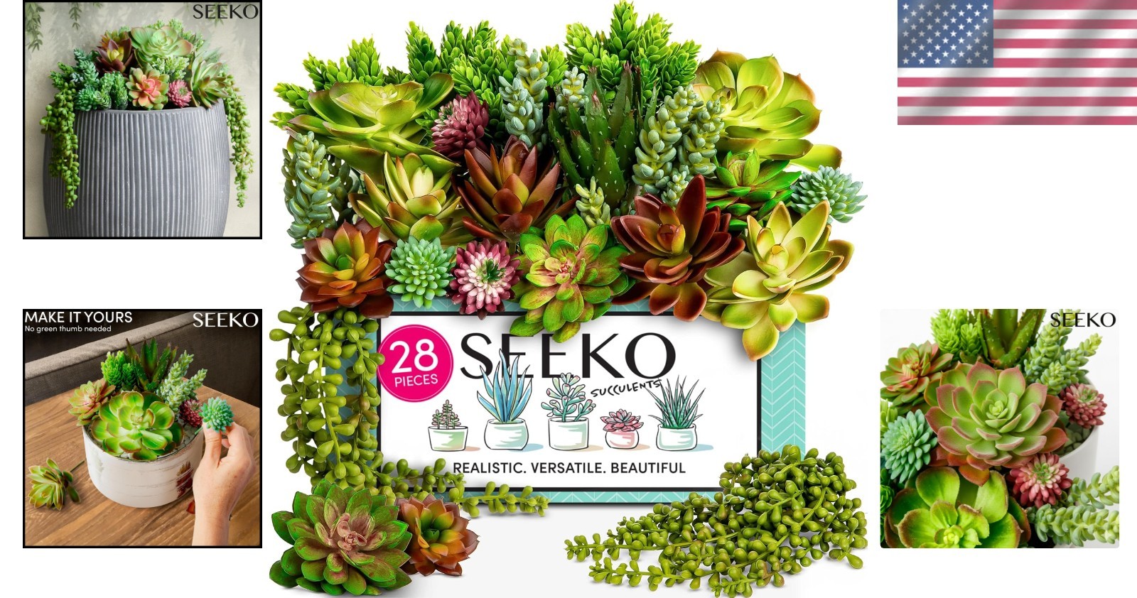 Artificial Succulents 28-Pack for Home Decor