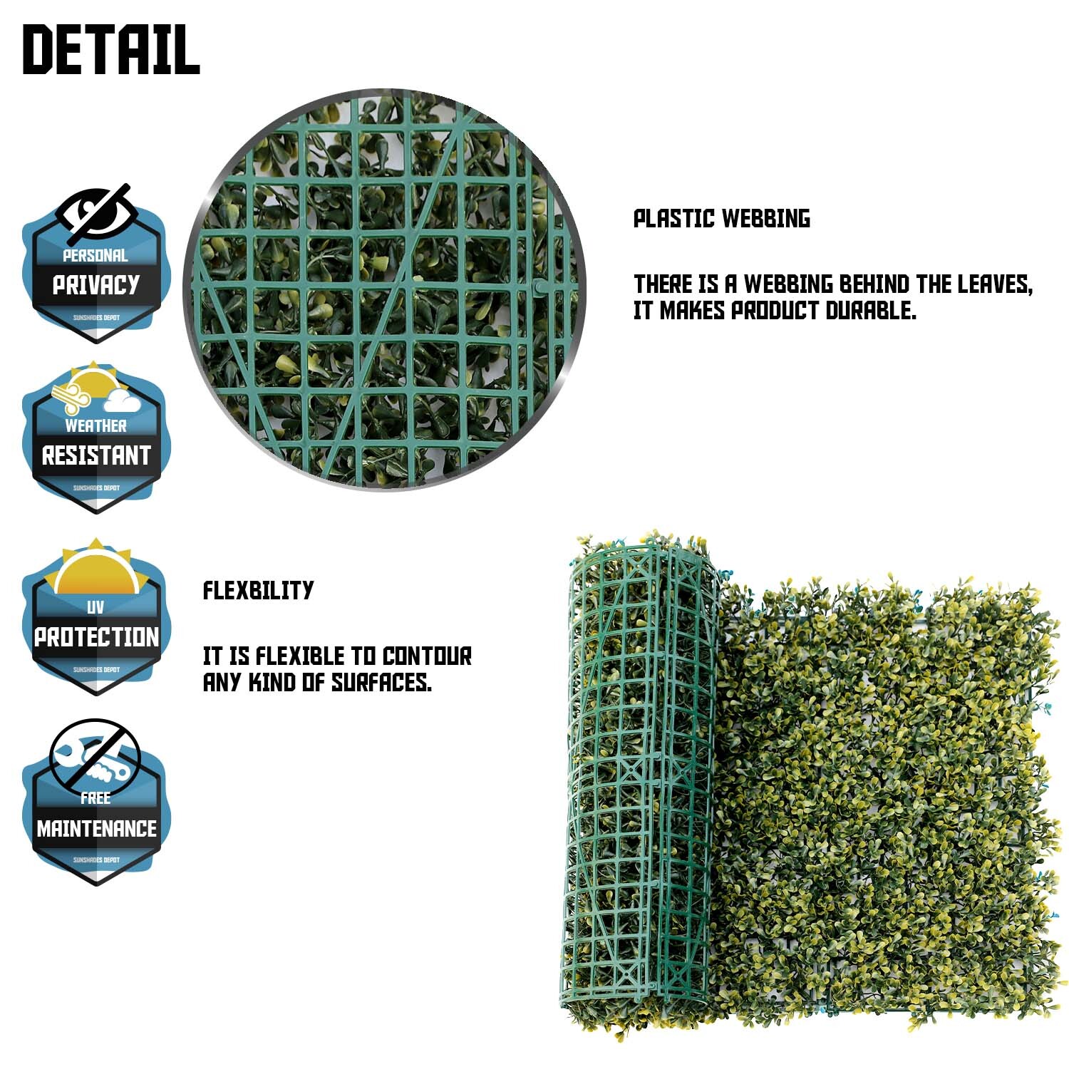 20×20″ Artificial Faux Yellow Pittoso Fence Screen Greenery Wall Decor Panel