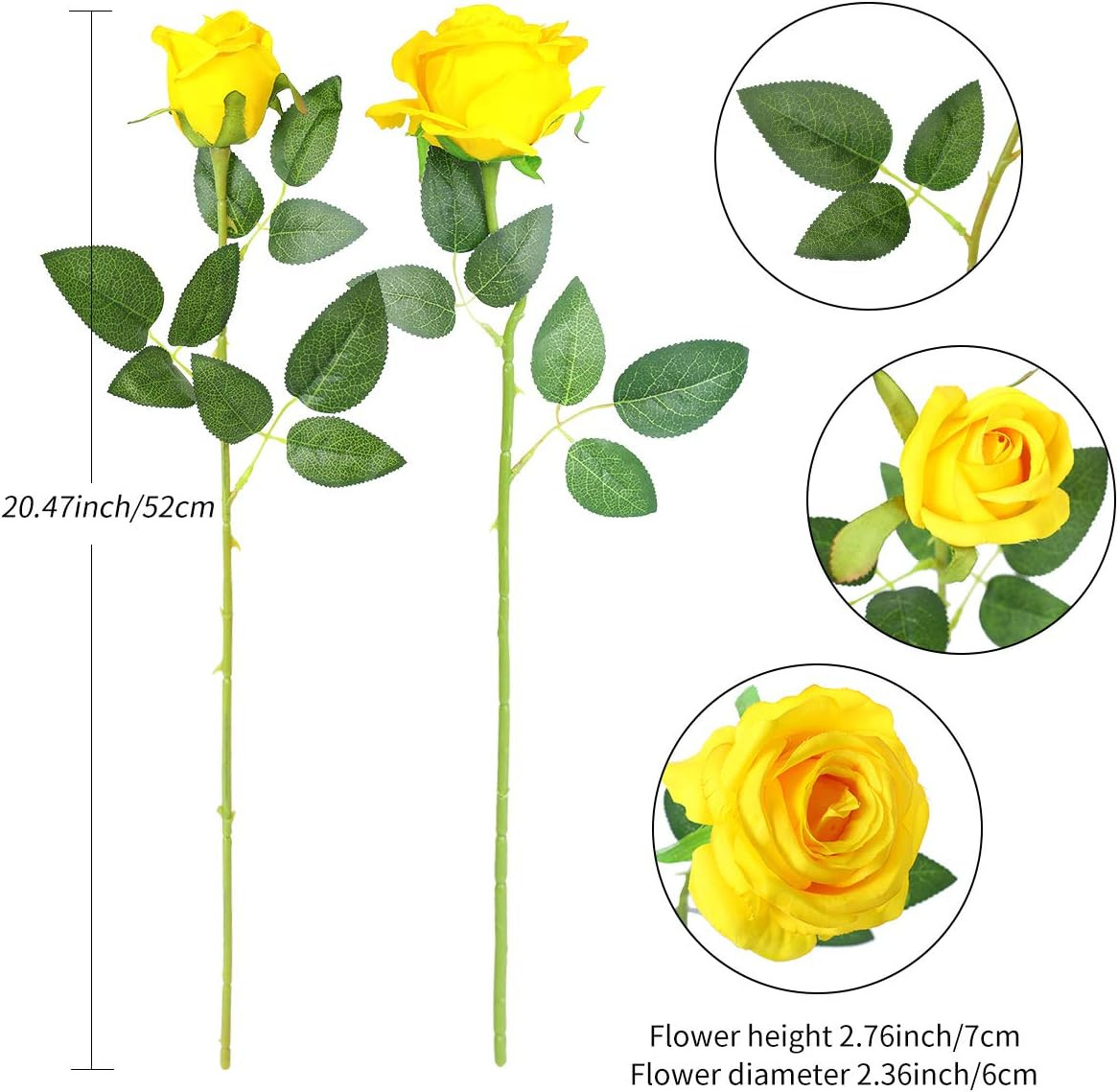 12PCS Artificial Silk Flowers Realistic Roses Bouquet Long Stem for Home Wedding