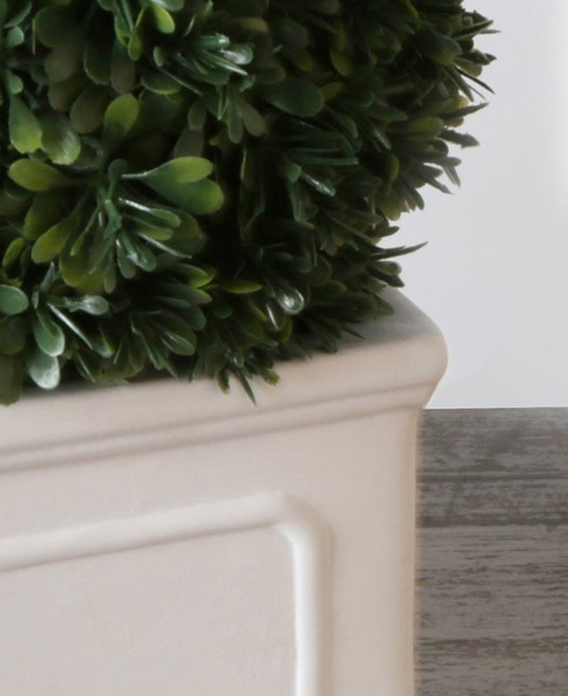ARTIFICIAL BOXWOOD PLANT 9-Iinch in White Planter Box