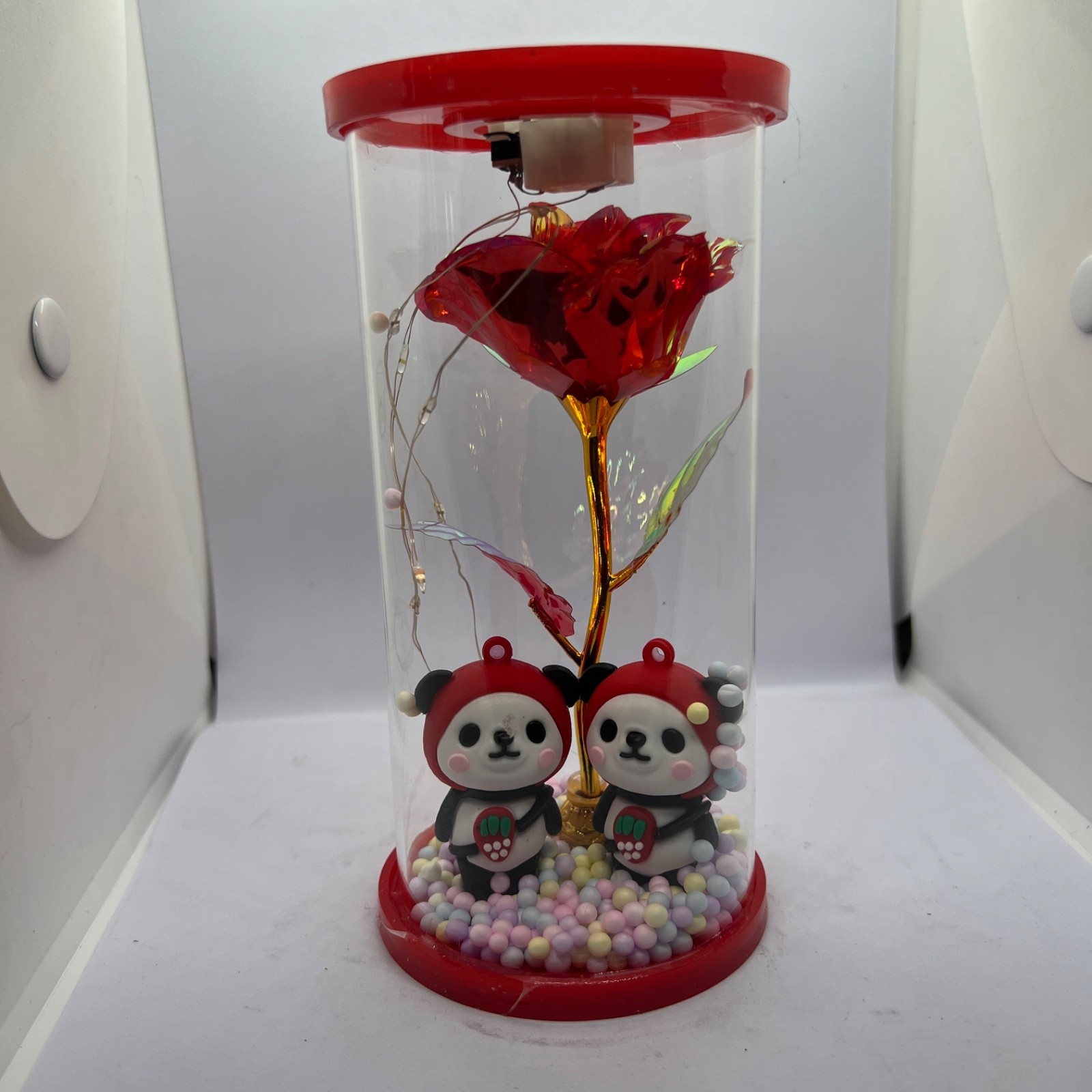 LOVE RED ROSE IN DOME LED LIGHT ROMANTIC GIFT FOR LOVED ONES BEST ONE