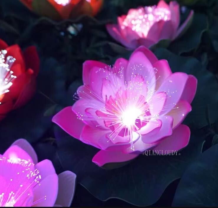 12 Floating Lotus Pool Lights LED Lily Pad Flower Lanterns Battery Operated 4 in
