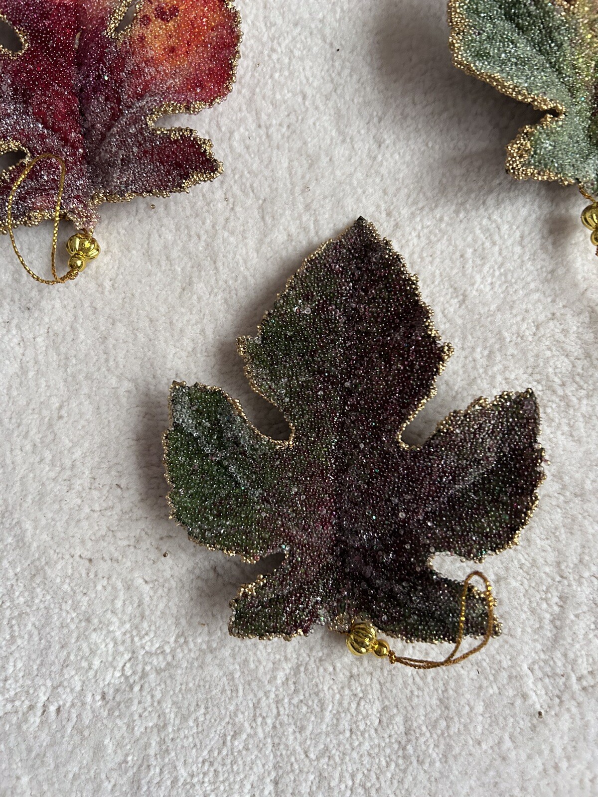 5 Beaded Everfresh Beaded Grape Leaves Ornaments Williams & Somona New 5” x 4”