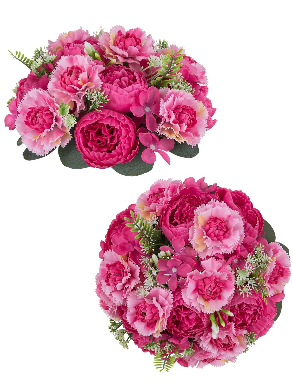 Peony Artificial Flowers : 2pc 9.5 Inch Hot Pink Floral Arrangement for Cente…