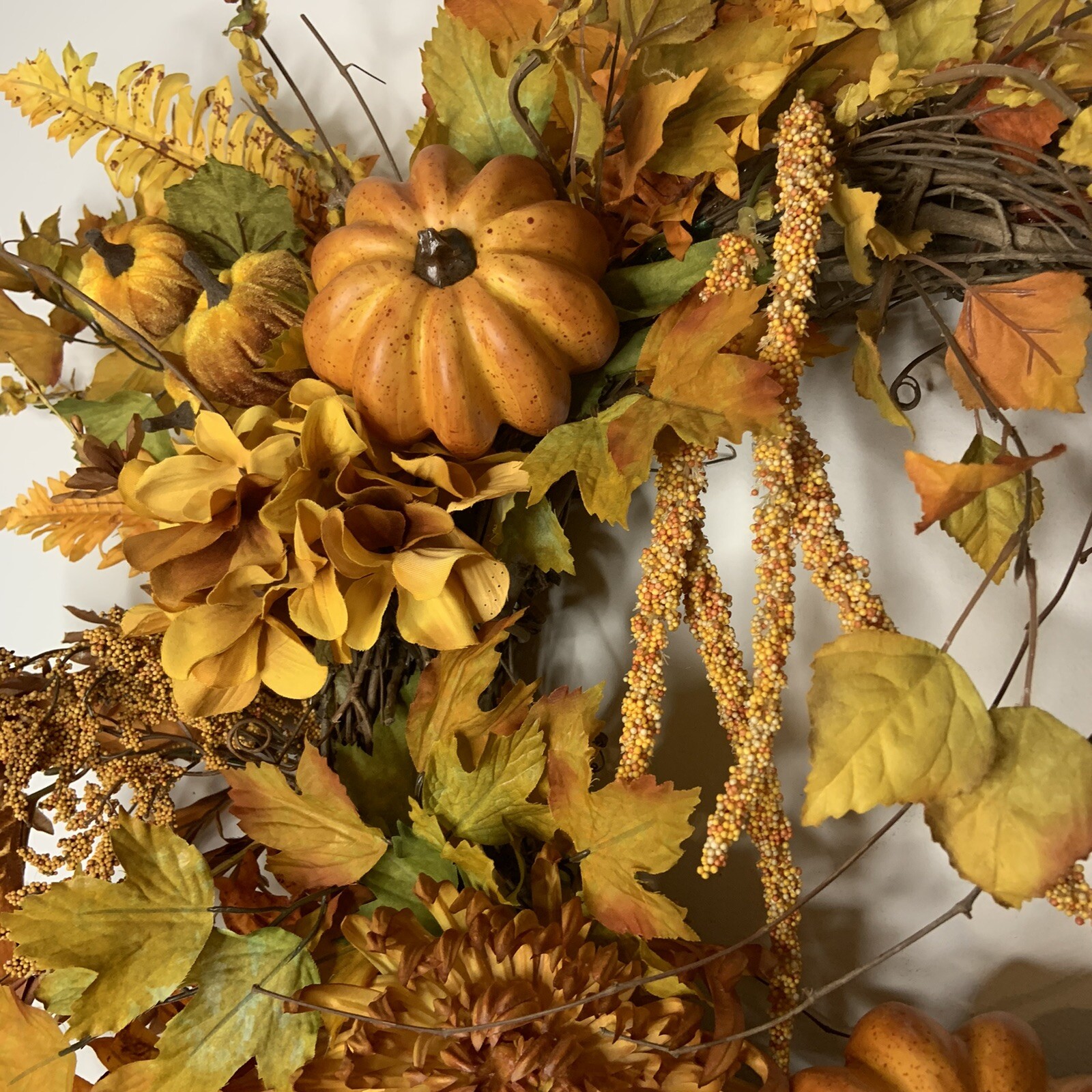 New Designer Fall Golden Yellow Orange Autumn Door Wall Wreath Fall Home Decor