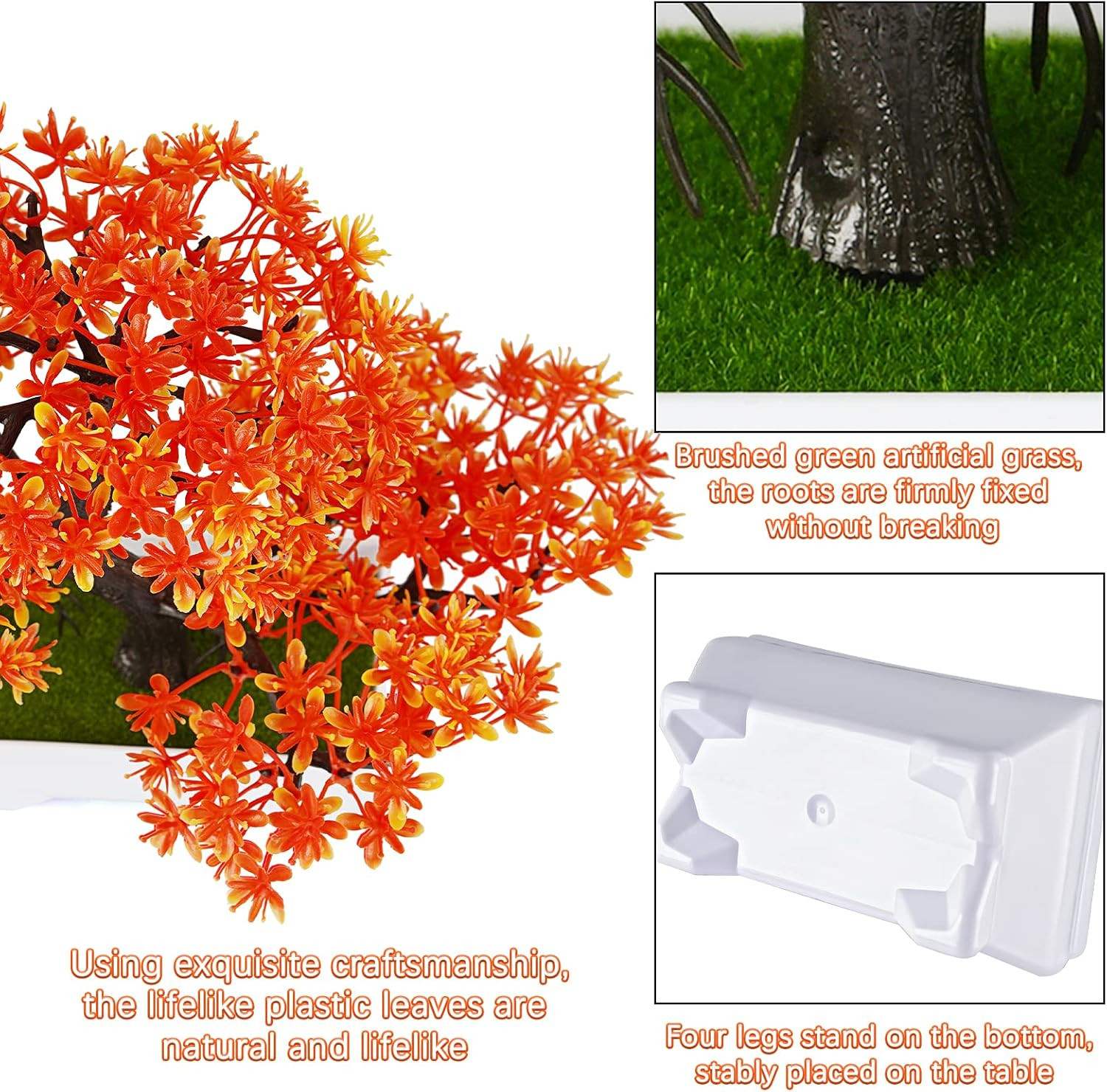 Mini Artificial Bonsai Tree Plants with Plastic Cement Pots for Home Office Déco