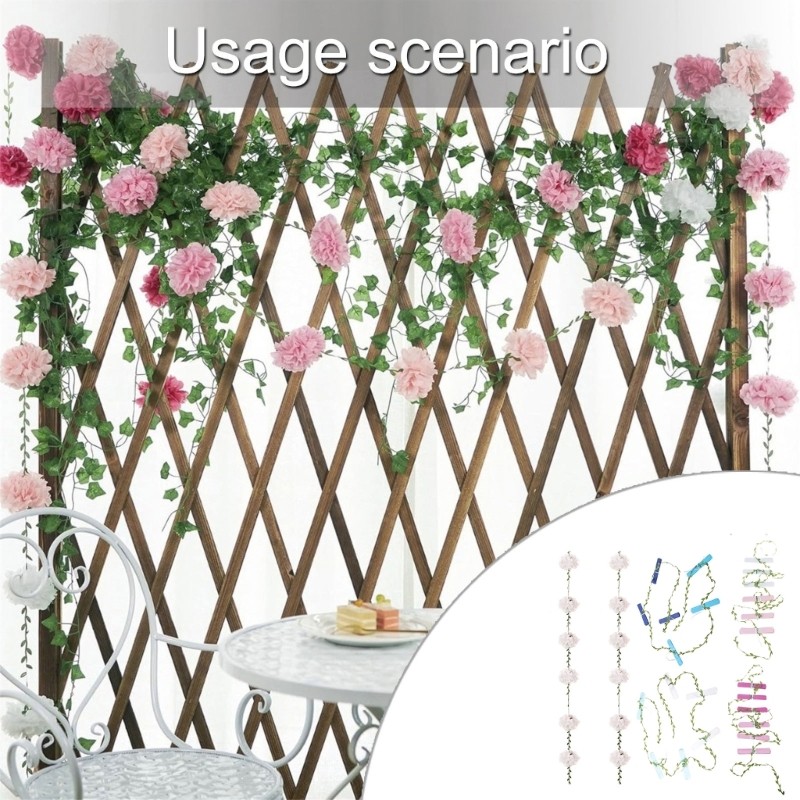 2Pcs Flower Ball Garland Ornament 8.2feet Long Floral Ball Decoration