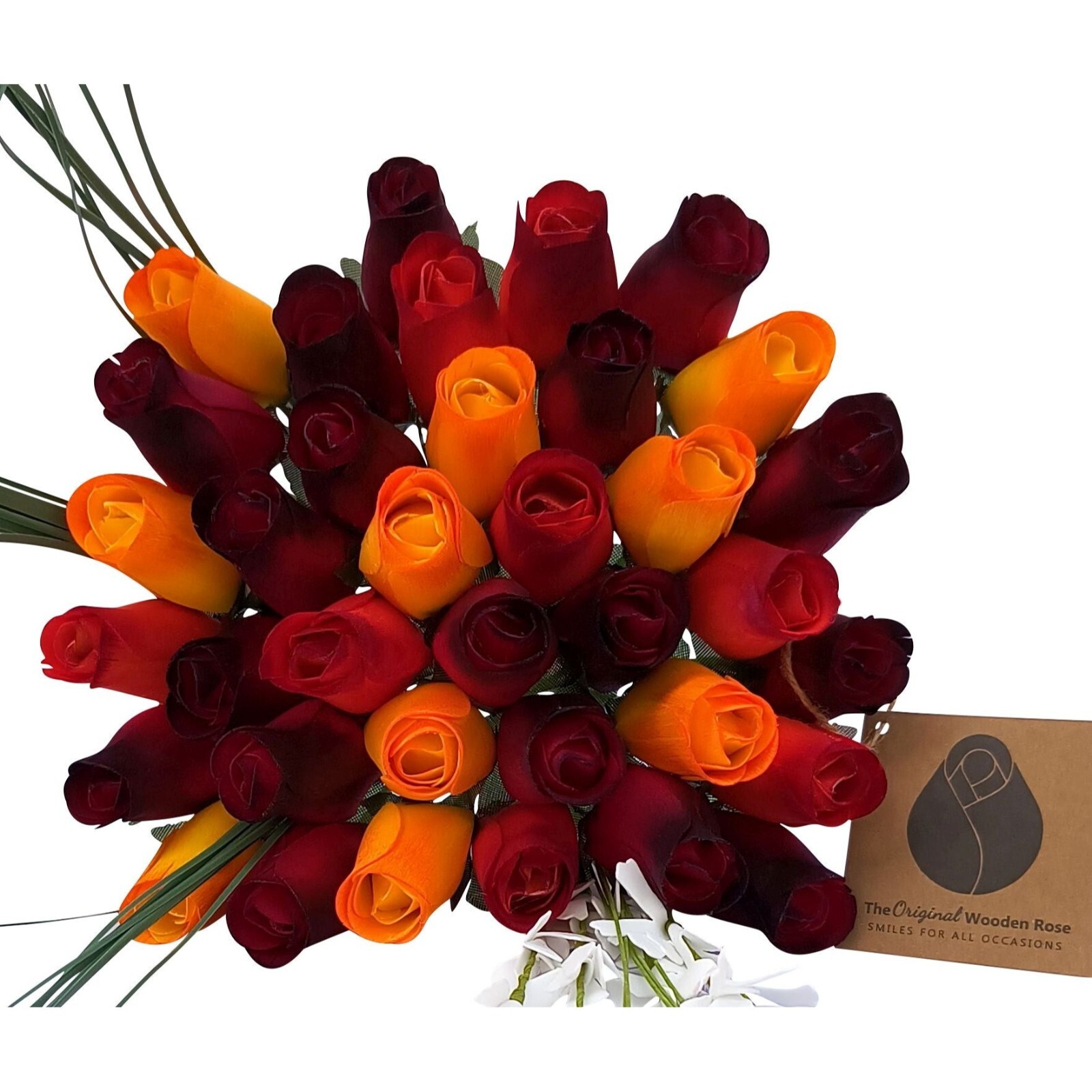 Dark Fall Harvest Flower Bouquet. The Original Wooden Rose 1, 2, 3 Dozen